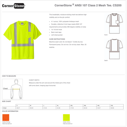 Men's CornerStone® ANSI 107 Class 2 Mesh Tee