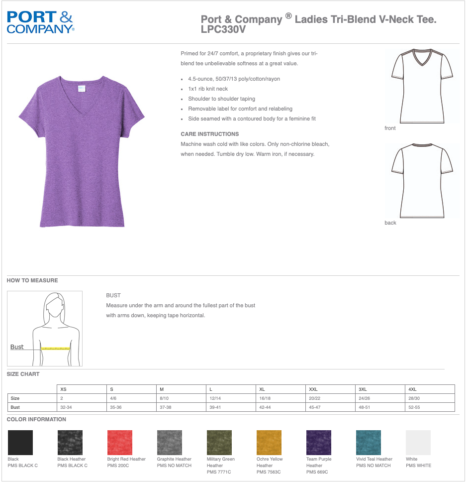 Ladies Port & Company® Tri-Blend V-Neck Tee