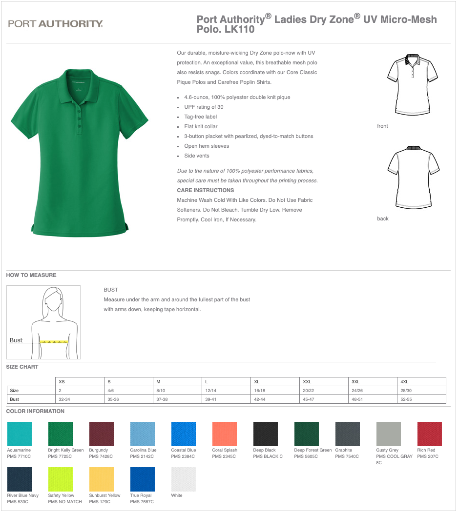 Ladies Port Authority® Dry Zone® UV Micro-Mesh Polo