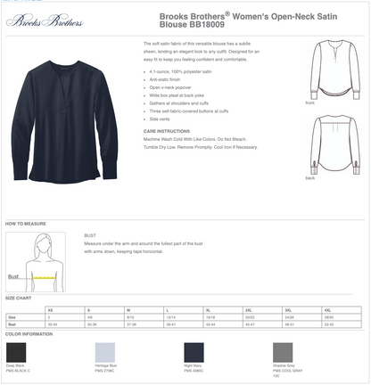 Ladies Brooks Brothers® Open-Neck Satin Blouse