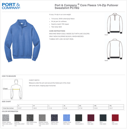 Men's Port & Company ® Core Fleece 1/4-Zip Pullover Sweatshirt