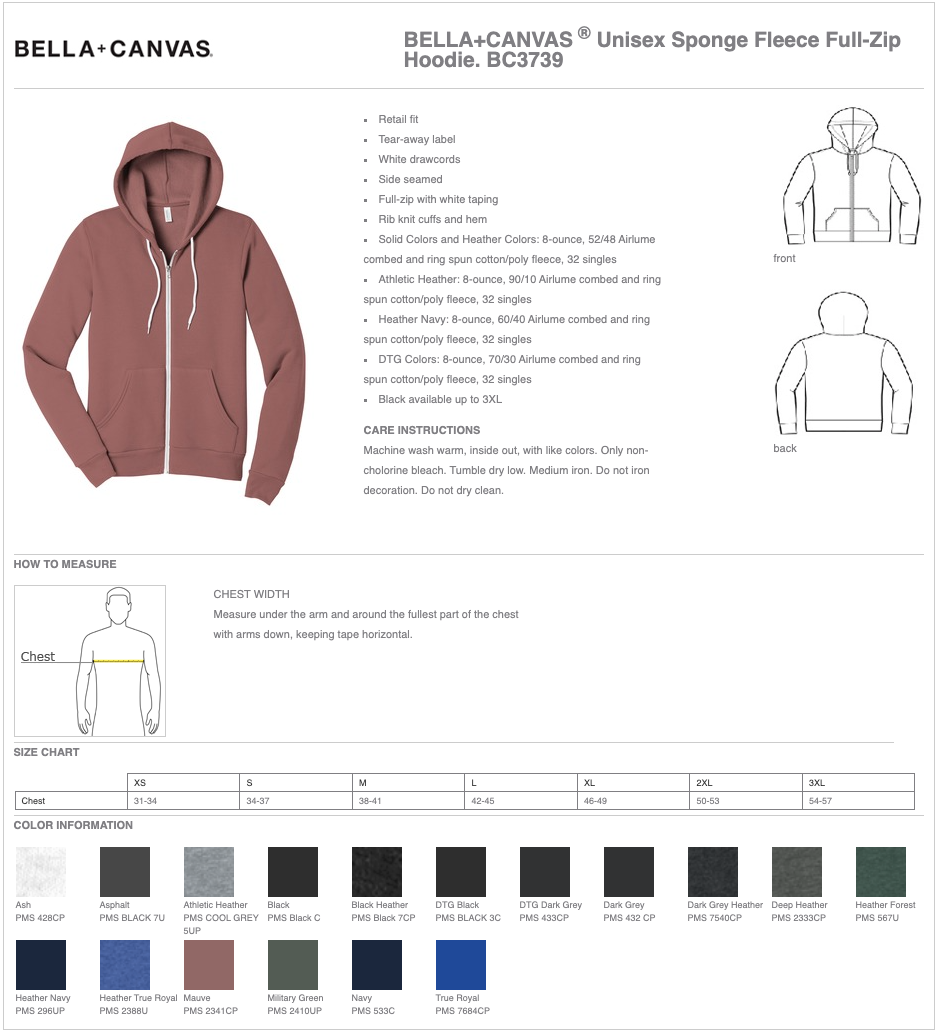 Men's BELLA+CANVAS ® Unisex Sponge Fleece Full-Zip Hoodie