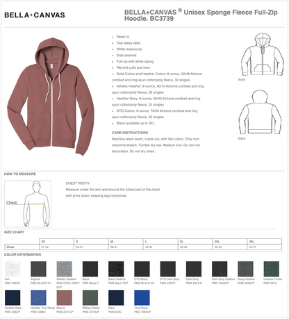 Men's BELLA+CANVAS ® Unisex Sponge Fleece Full-Zip Hoodie