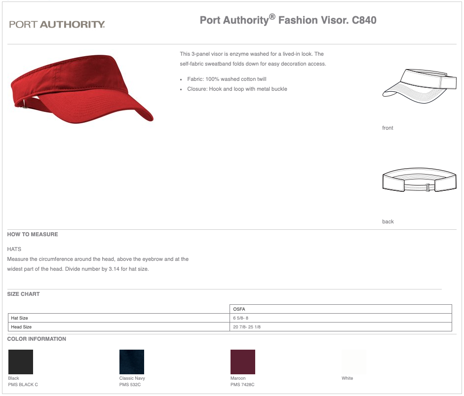 Unisex Port Authority® Fashion Visor