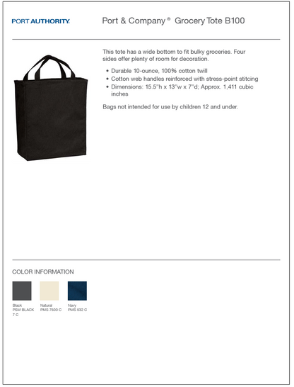 Unisex Port Authority® Ideal Twill Grocery Tote