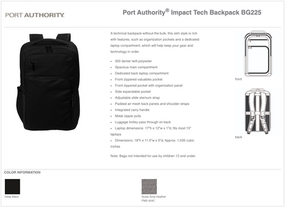 Unisex Port Authority® Impact Tech Backpack