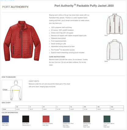 Men's Port Authority® Packable Puffy Jacket