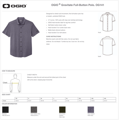 Men's OGIO® Gravitate Full-Button Polo