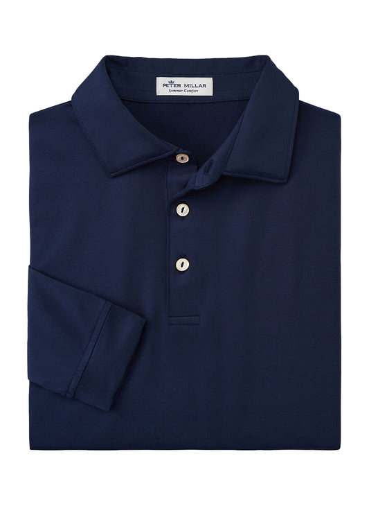 Men's Peter Millar Solid Performance Long-Sleeve Jersey Polo